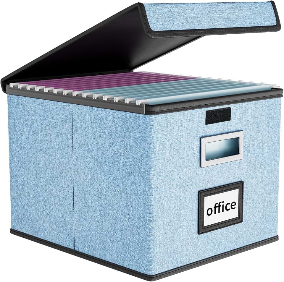 File Organizer Box with Lids, Collapsible File Folder Organizer
