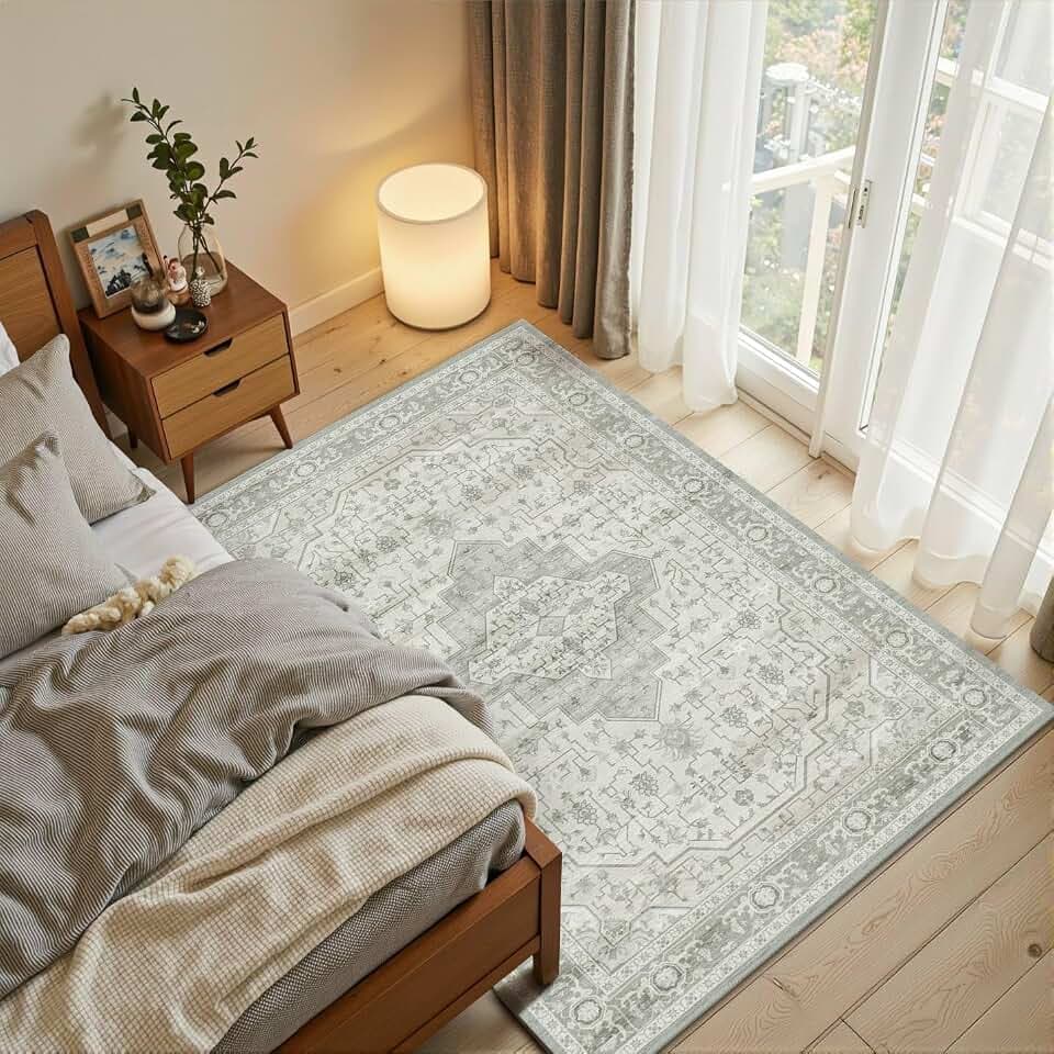 Rugxara 3x5 Entryway Rug,Green Vintage Boho Bedroom Area Rug