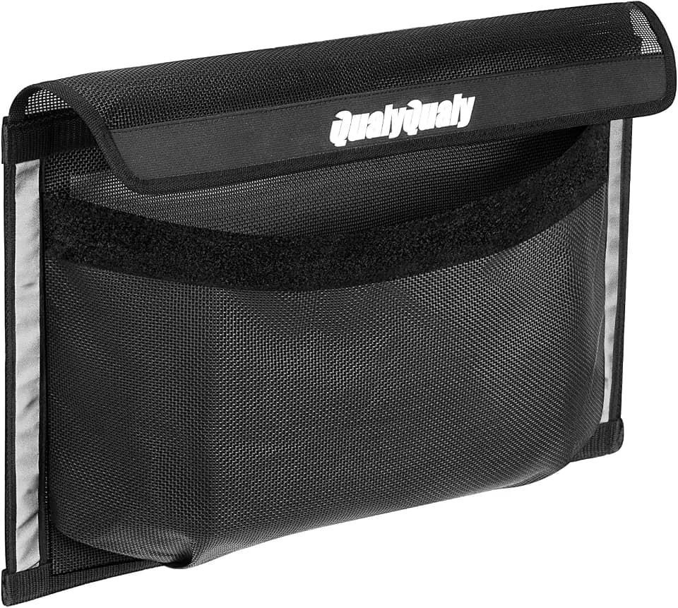 QualyQualy 18"x12" Large Boat Storage Bag with Full-Enclosure Lid, Strong Self-Adhesive Boat Organizer for Tackle, Tools, Gear, Boat Caddy Organizer & Marine Accessories Storage