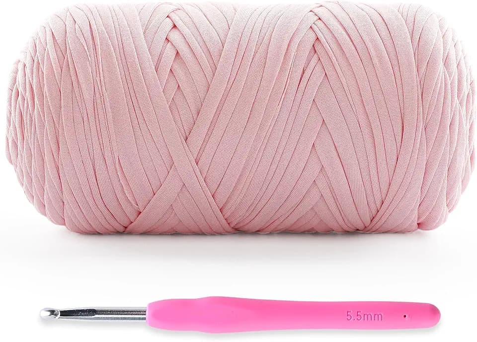 400G T Shirt Yarn for Crocheting, Pink Tshirt Yarn for Crochet Kit-130Yds