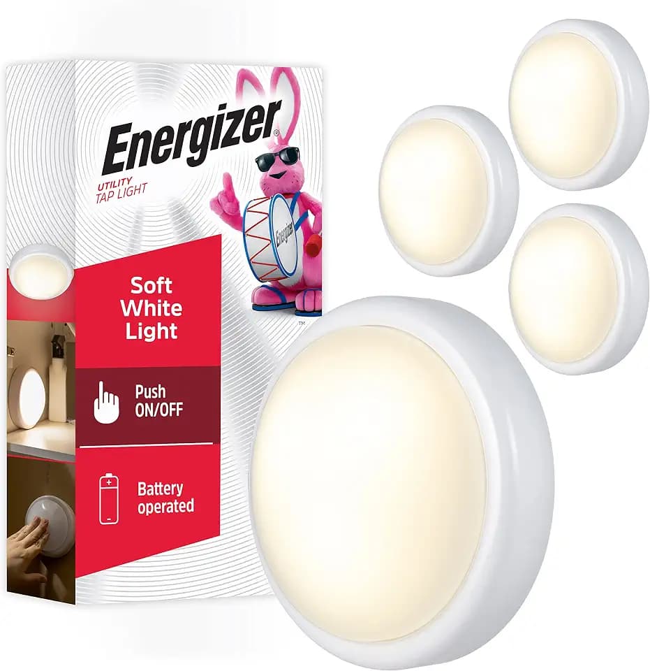 Energizer Batter Powered Tap Light, Press On/Off, 4 Pack