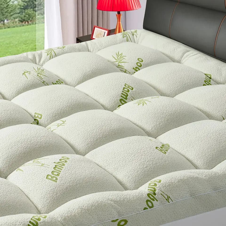 PATSBA Premium Viscose Made from Bamboo King Size Mattress Topper for Back Pain,1200 GSM Quilted Fitted Extra Thick Mattress Pad,Pillow Top Mattress Cover with Deep Pocket Up to 21 Inches(78*80inch)