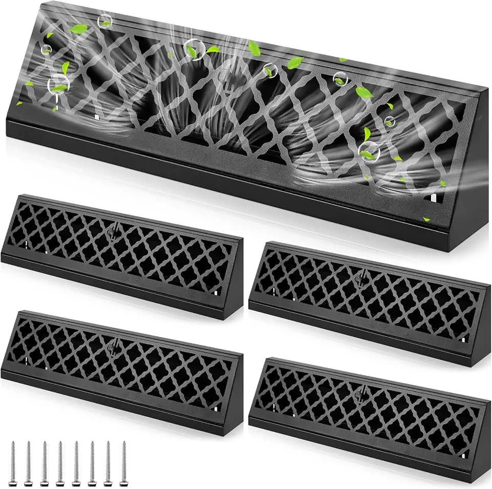 Blulu 4 Pcs 18 Inch Baseboard Register Duct Opening Size Modern Design Vent Covers for Home Floor Wall Baseboard Air Covers Supply Floor Diffuser Including Screws (Black)