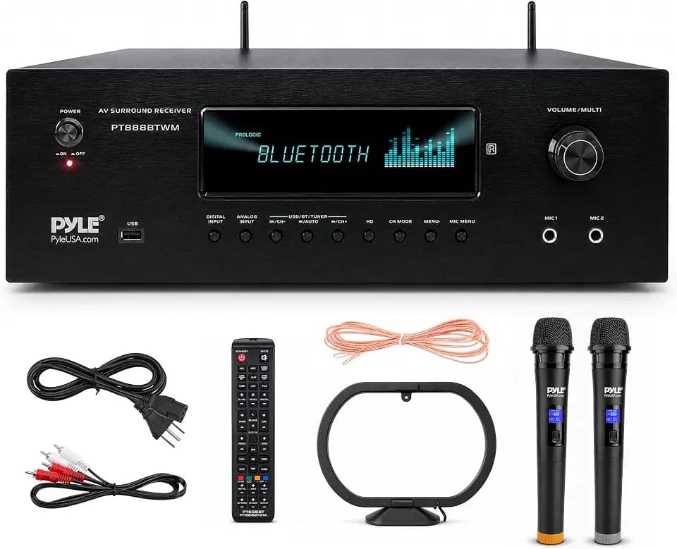PyleUsa Home Audio Amplifier Home Theater Power Stereo Receiver, Surround Sound, PT888BTWMEU
