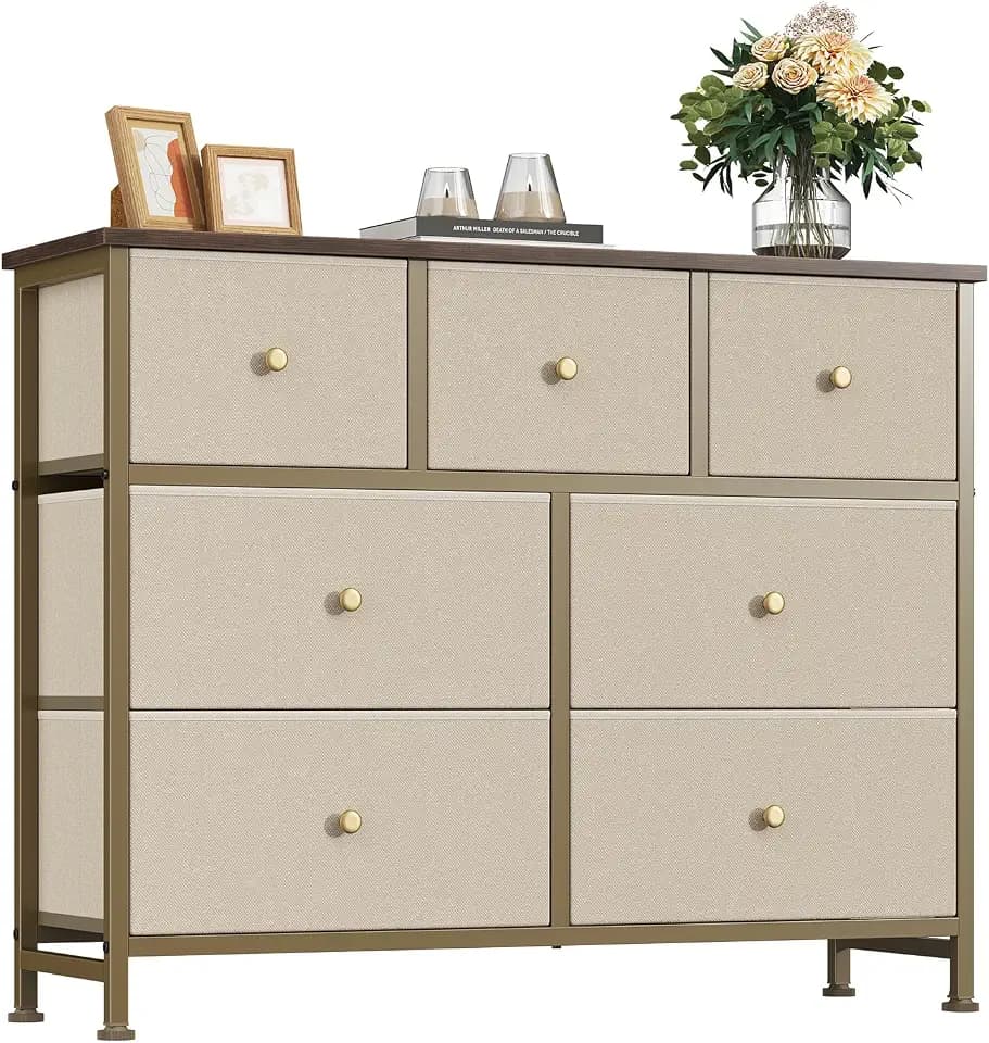 Fabric Dresser for Bedroom with 7 Drawers, Chest of Drawers