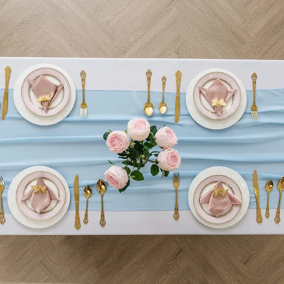 Peomeise 6pack Chiffon Table Runner 14X108 Inch