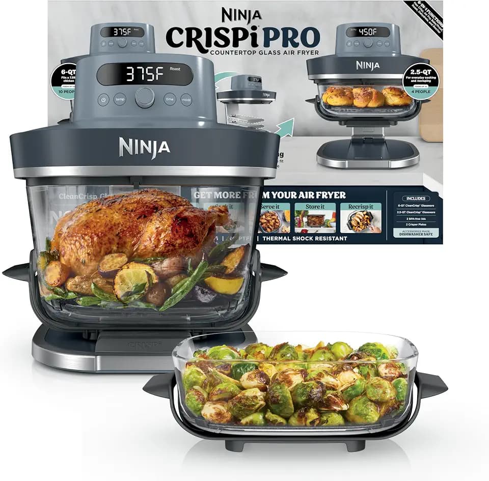 Ninja Crispi Pro Glass Air Fryer, 6-in-1, Cyberspace, AS101CY