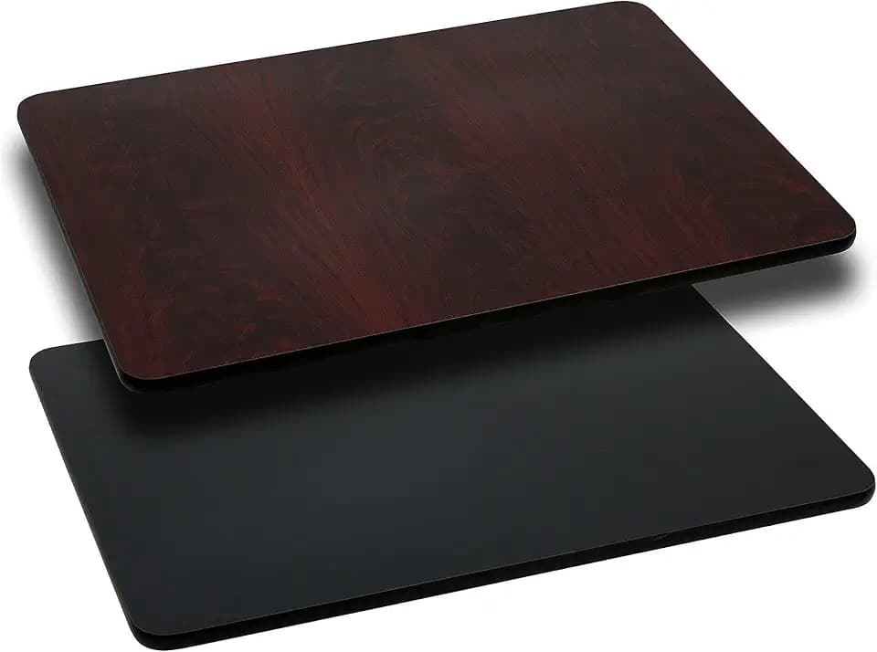 Flash Furniture 30x24" Reversible Table Top, Black/Mahogany