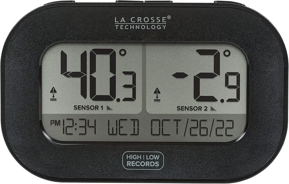 La Crosse Technology 308-04747-INT Wireless Refrigerator/Freezer Kitchen Thermometers with Magnetic Back