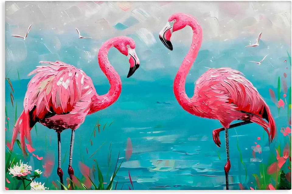 'Flamingo Lagoon Duo'| Canvas Art