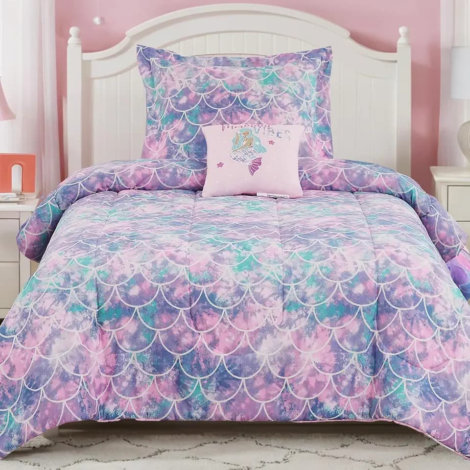 Twin Comforter Set for Girls-3 Pieces Mermaid Glow in the Dark Bedding Sets