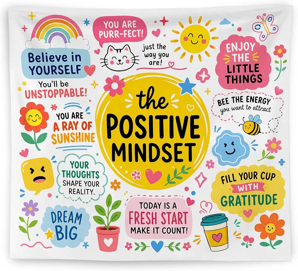 WNAGT Positive Mindset Mental Health Tapestry Wall Hanging 50x60 Inch