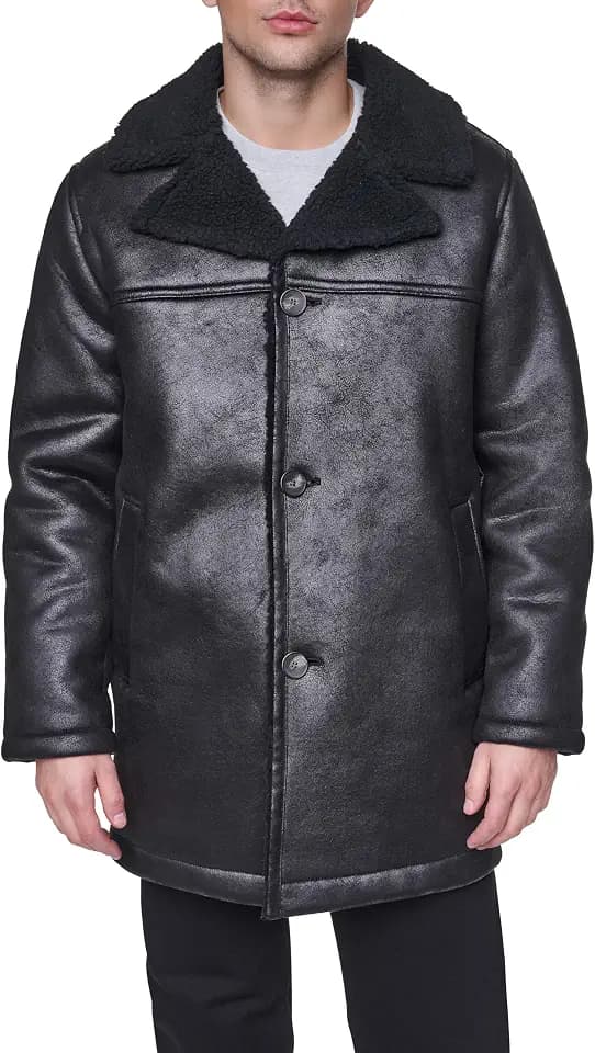 Levi's Men's Single Breasted Long Faux Shearling Coat