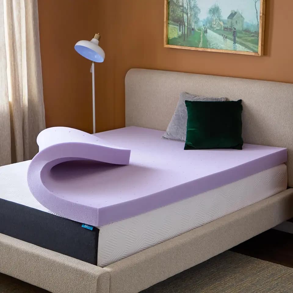 Lucid® 4" Lavender Memory Foam Mattress Topper – CertiPUR-US®, Twin
