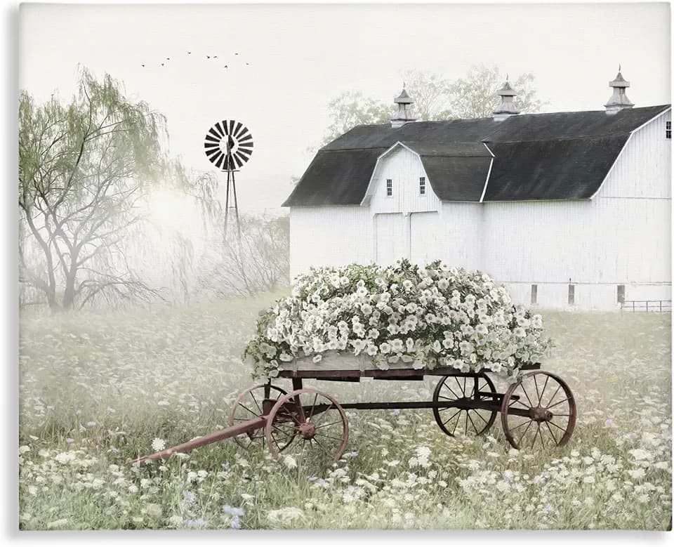 Stupell Industries Vintage Flower Wagon, 30 x 40 Inch Canvas Wall Art