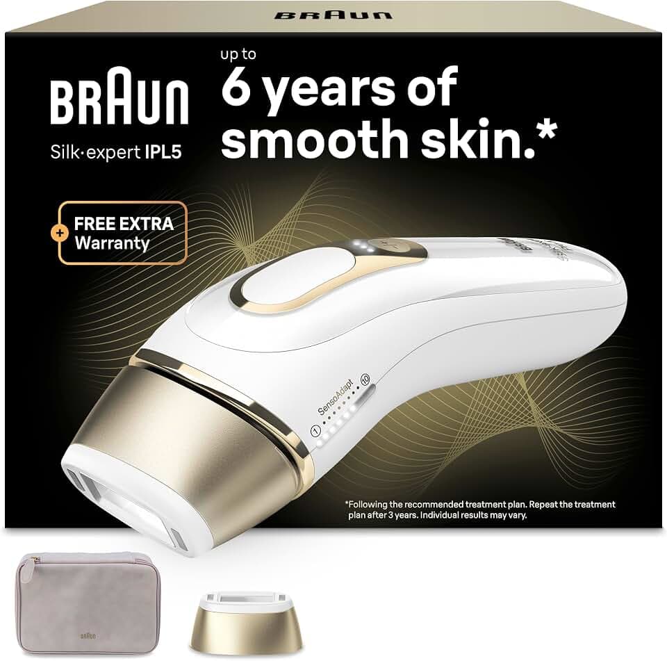 Braun IPL Geräte Haarentfernung Silk·expert Pro 5, PL5100, Weiß/Gold