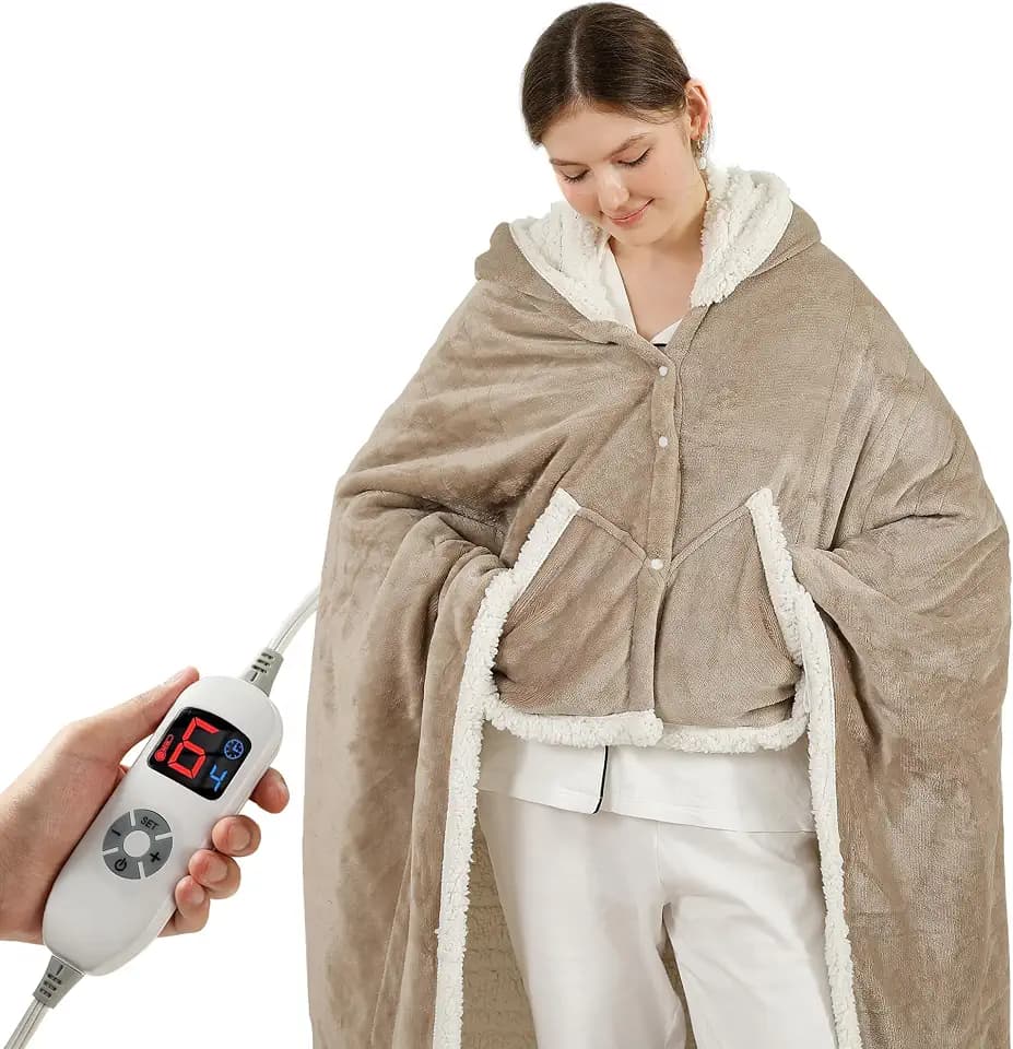 ESTINGO Wearable Heated Blanket Electric Throw, Heated Shawl for Women