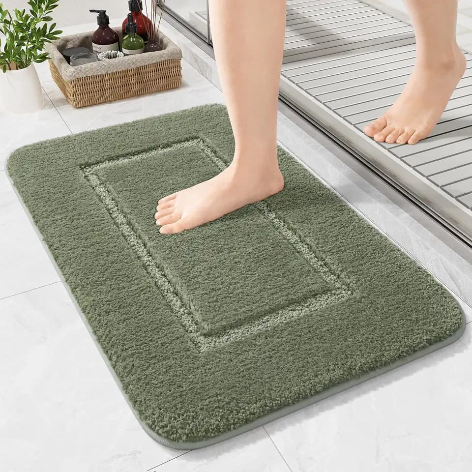 LOCHAS Bathroom Rugs, 24" x 17" Small Bath Mat Non Slip, Sage Green
