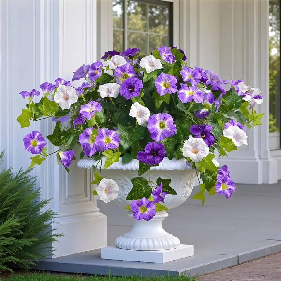 2 Pcs UV Resistant Artificial Petunias Indoor Outdoor Decor