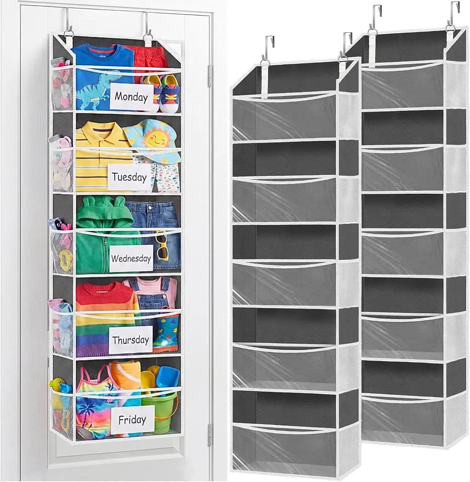 Ofiray-home 2P 5Tiers Over Door Organizer,Weekly Clothes Organizer for Kids