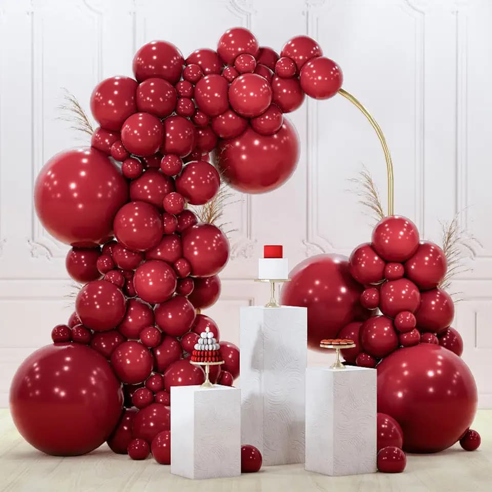 PartyWoo Burgundy Balloons 130pcs Dark Chestnut Red Maroon Different Sizes