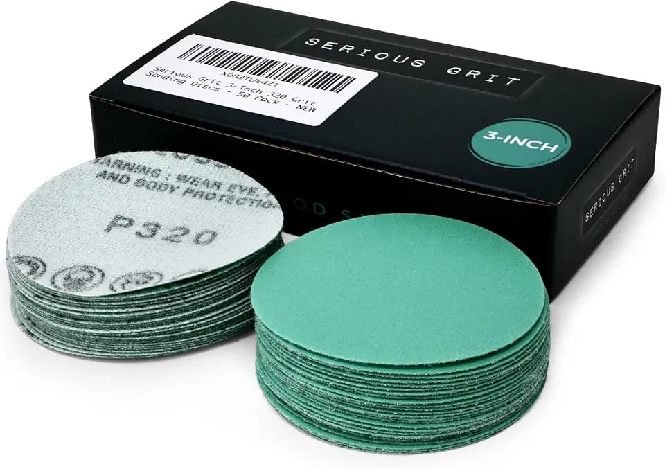 Serious Grit - 3-Inch P320 Grit Hook & Loop Sanding Discs - 50 Pack