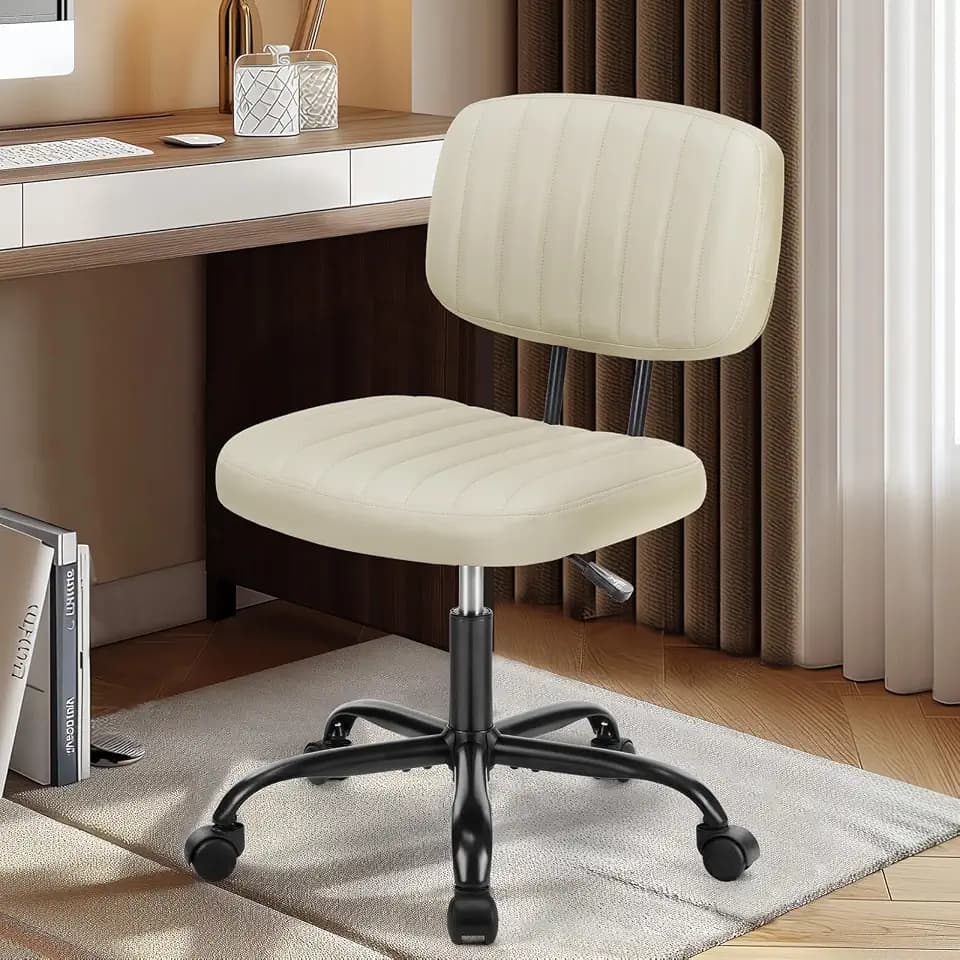 DUMOS Armless Office Chair, Small Home Desk Chair, Lumbar Support