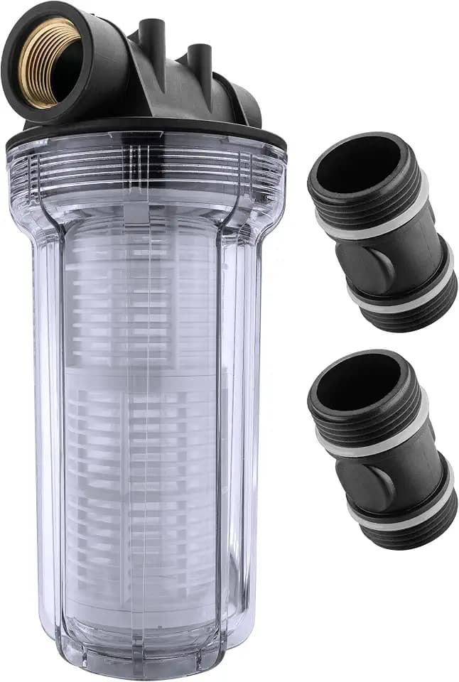 POPPSTAR Vorfilter Gartenpumpe (Garten Wasserfilter 1 Zoll, BSP G1 IG/AG, 2 L, 10 Zoll/25 cm, 80 Mesh, bis 6 bar)