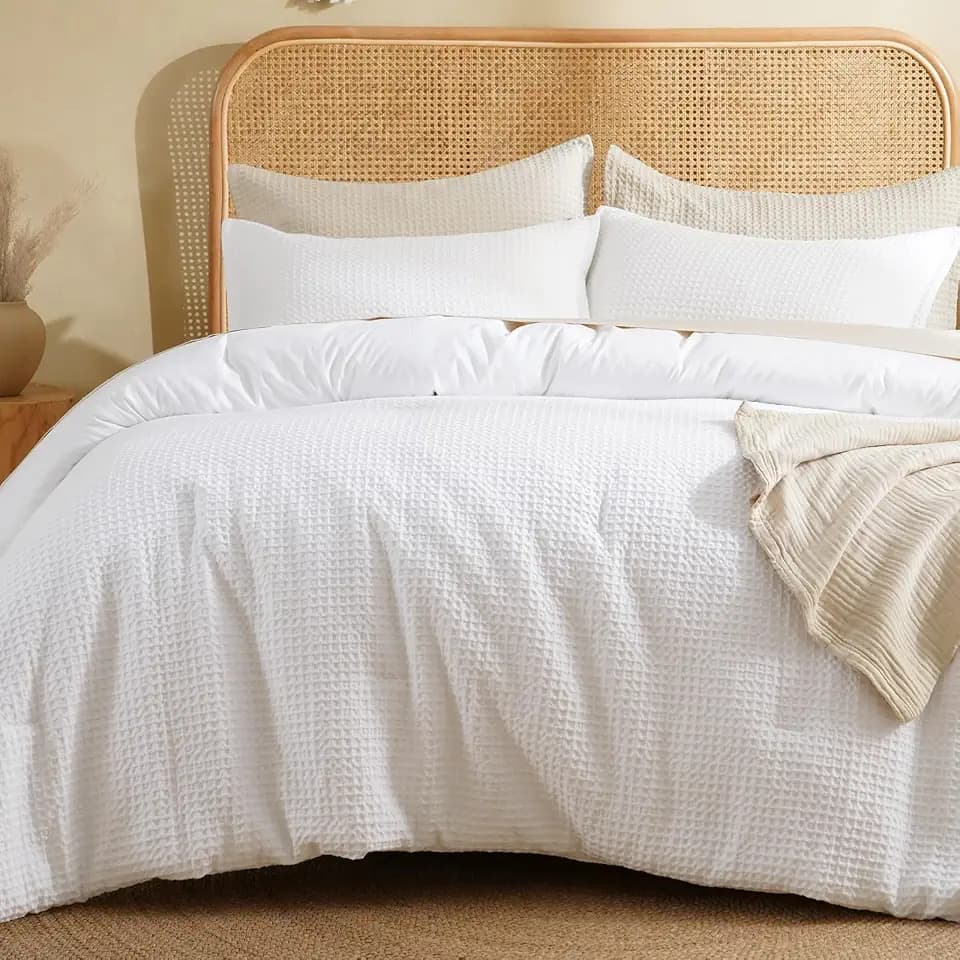 David's Home Summer Waffle Weave Comforter Set, California King White
