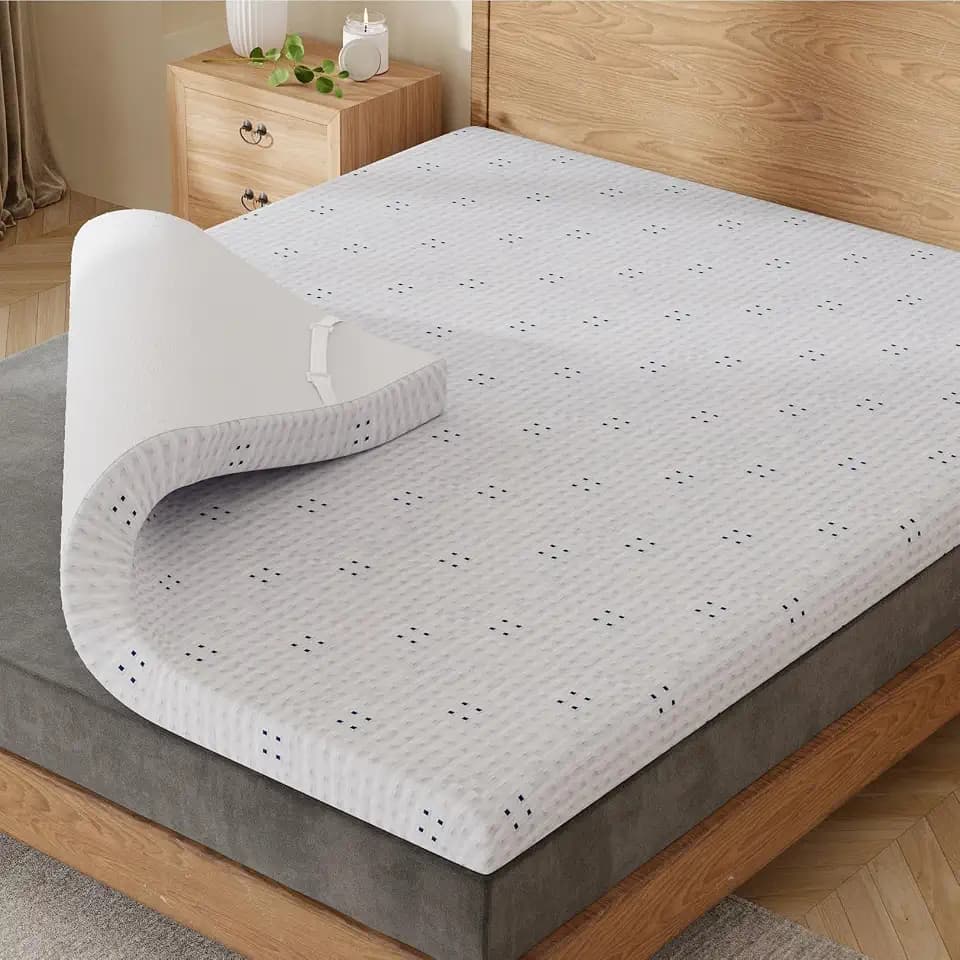 Dyonery 3 Inch Gel Infused Memory Foam Mattress Topper Queen Size, White