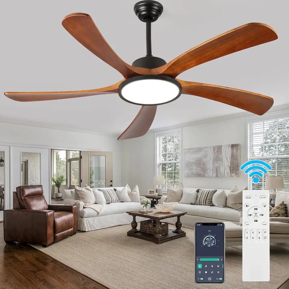 52In Wood Ceiling Fans with Lights and Remote Control Dimmable Reversible