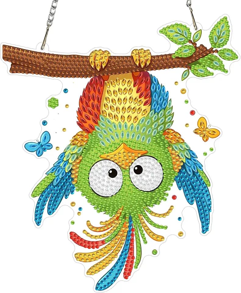 VeGuude Green Bird Diamond Art Kits for Adults,DIY Acrylic Hanging Ornament