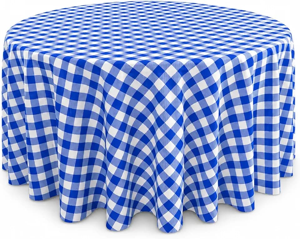 Waterproof Plaid Tablecloth Fabric - Round 108 Inch Classic Gingham Checker Table Cloth for Indoor/Outdoor Use - Buffalo Table Cover for Picnics, BBQs, and Parties