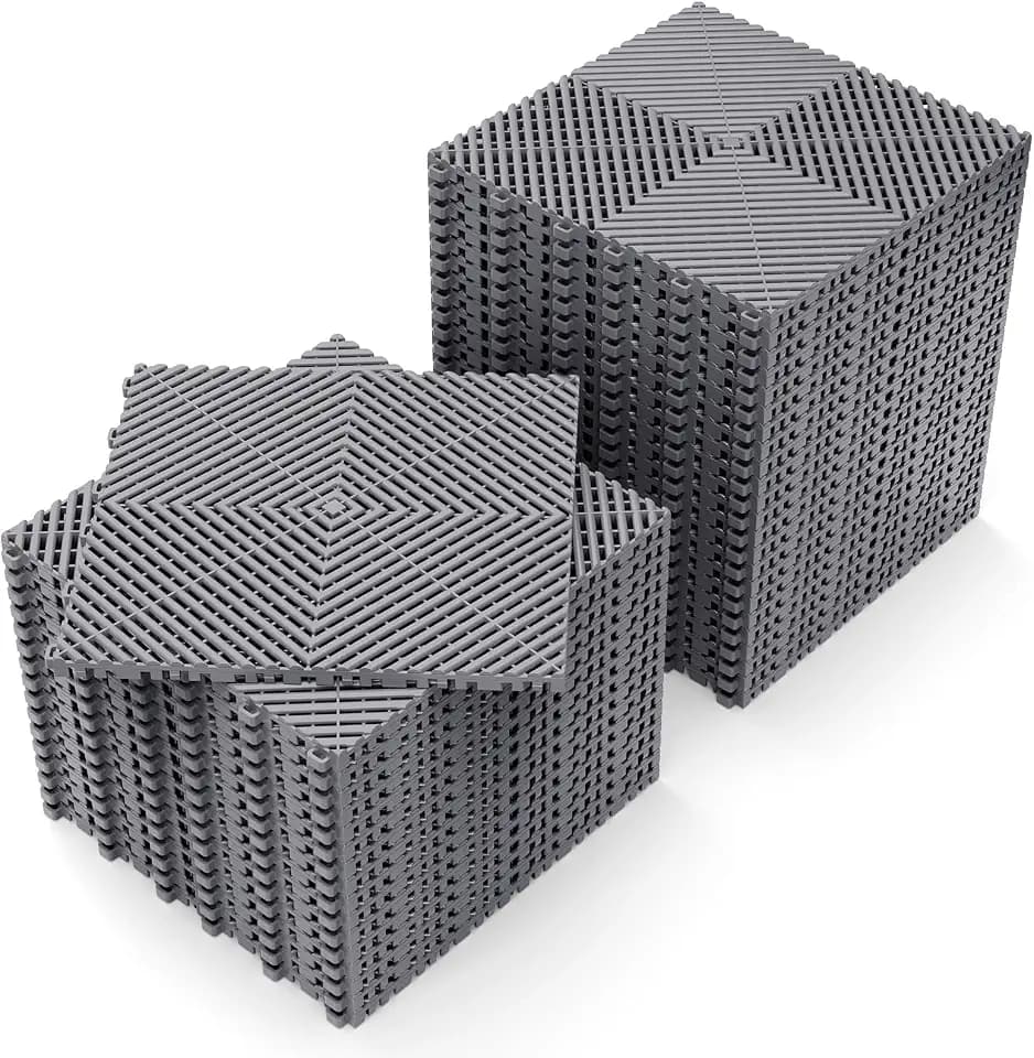 Jocoevol 40-Pcs Interlocking Tile, 15.7 x 15.7in Garage Floor Tiles, Grey