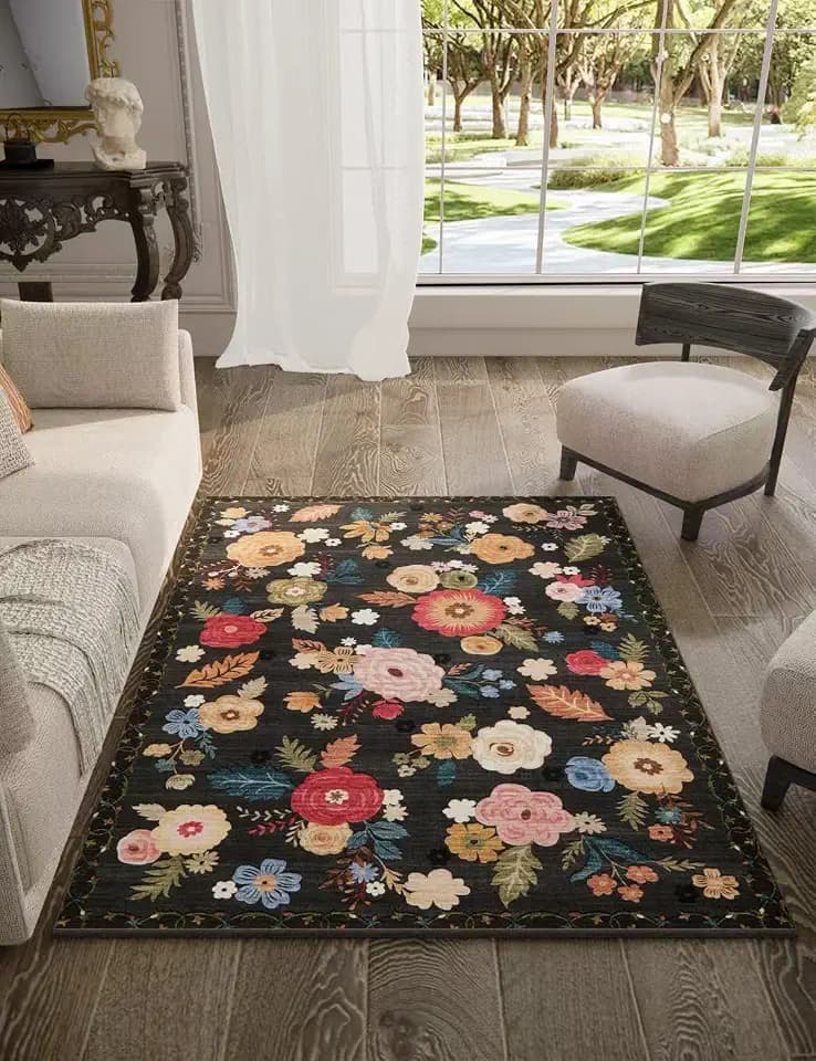 3x5 Washable Area Rugs for Bedroom: Entryway Rug Non Slip Soft Throw Carpet