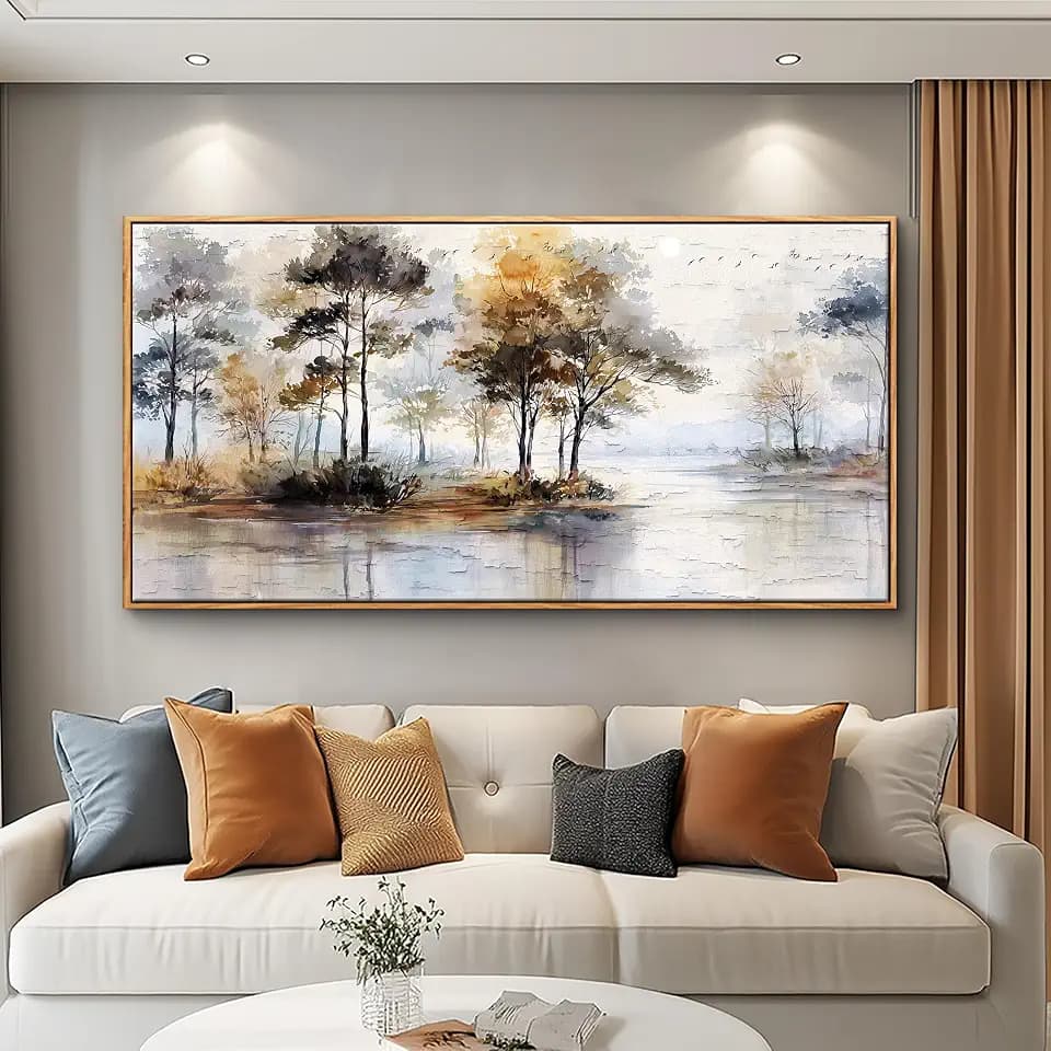 Wapluam Landscape Wall Art,Abstract Wall Art Artwork Forest Canvas Wall Art Vintage Trees Pictures Decor Canvas Painting Framed Ready To Hang Living Room Bedroom And Office Wall Decor 20x40 Inch