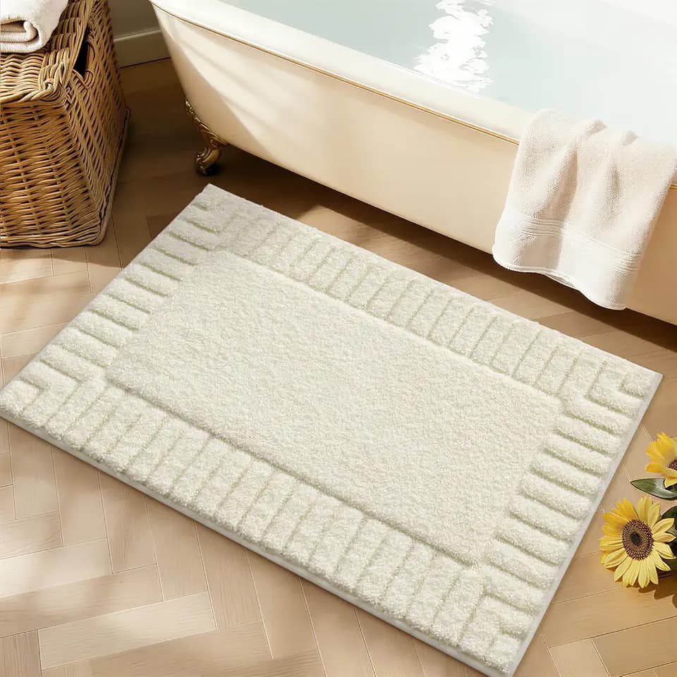 LUMI Soft Bathroom Rugs Absorbent, Non Slip Bath Mat 16x24, Ivory White