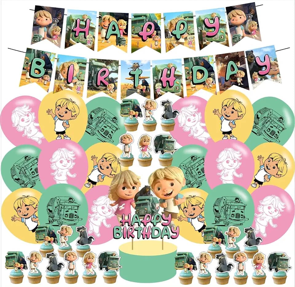 Trash Truck Birthday Decorations Truck Party Decorations Trash Truck Decorations Truck Room Decor , Birthday Banner, Cake Topper,Balloons Cartoon birthday party decorations
