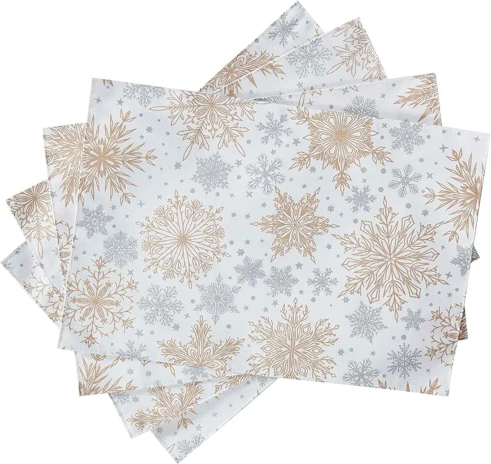 Avanti Linens - Placemats, Decorative Table Accessories, Holiday Home Decor, Set of 4 (Snowflakes Collection)