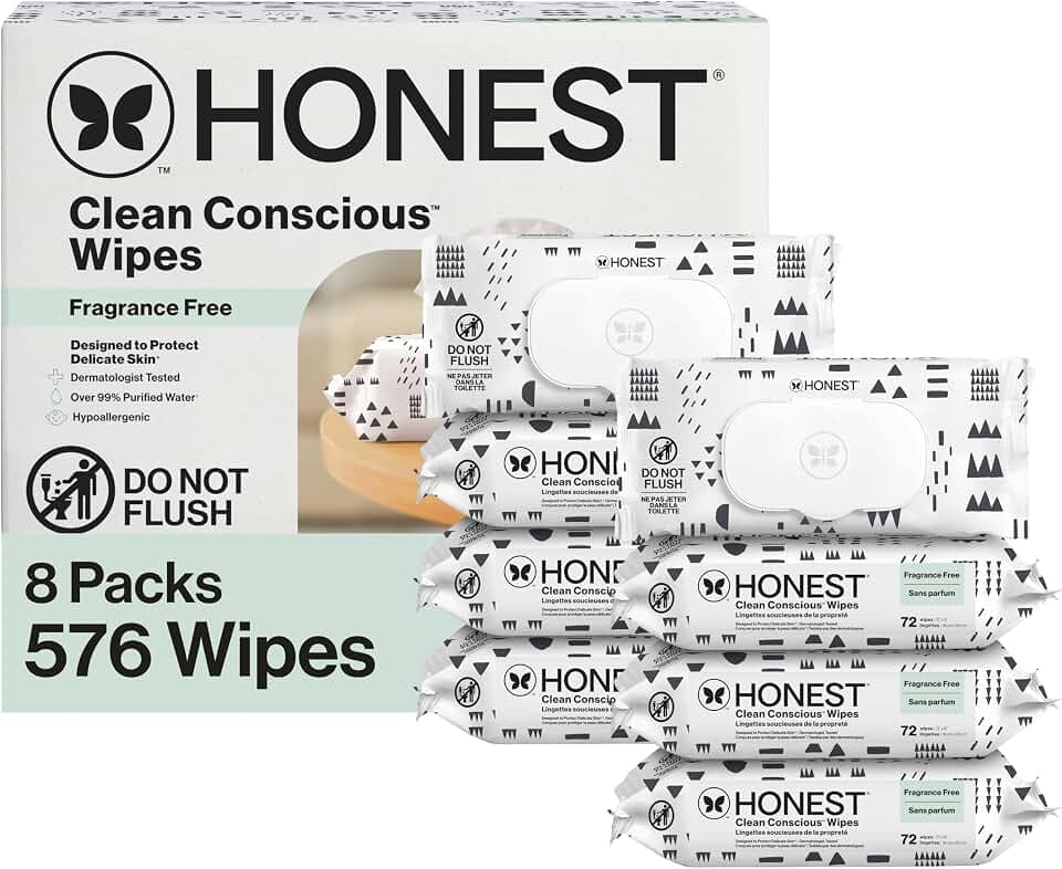 The Honest Company Multi-Use Baby Wipes, Pattern Play, 576 Count