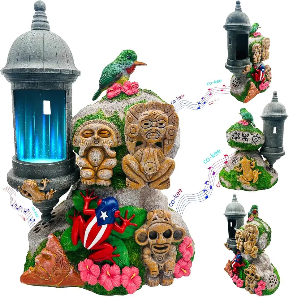 Limited Edition Puerto Rico Souvenirs, El Morro Garita Lamp with Coqui Sound & Boricua Taíno Zemis Atabey, Yúcahu, Behique, Moon Goddess, Puerto Rican Tody & Puerto Rican Indoor Figurine Lamps
