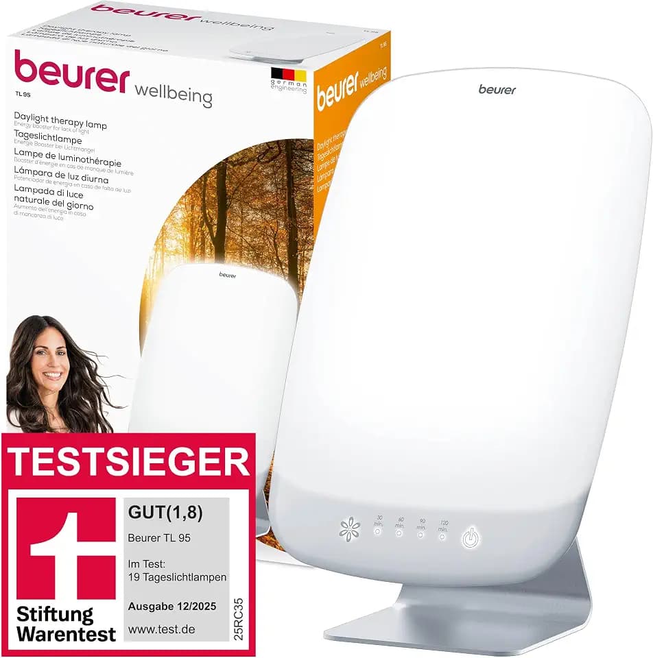 Beurer TL 95 Tageslichtlampe, TESTSIEGER Stiftung Warentest, Simulation von Tageslicht, 14000 Lux, Medizinprodukt, Tageslichtleuchte bei Lichtmangelerscheinungen, SunLike® LED-Technologie, mit Dimmer