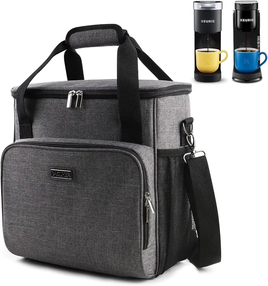 BAGLHER Coffee Maker Travel Bag Compatible with Keurig K-Mini, K-Mini Plus, Keurig K-Express, Keurig K-Iced or Other Accessories, Portable Coffee Maker Case with Shoulder Strap for Travel, Grey