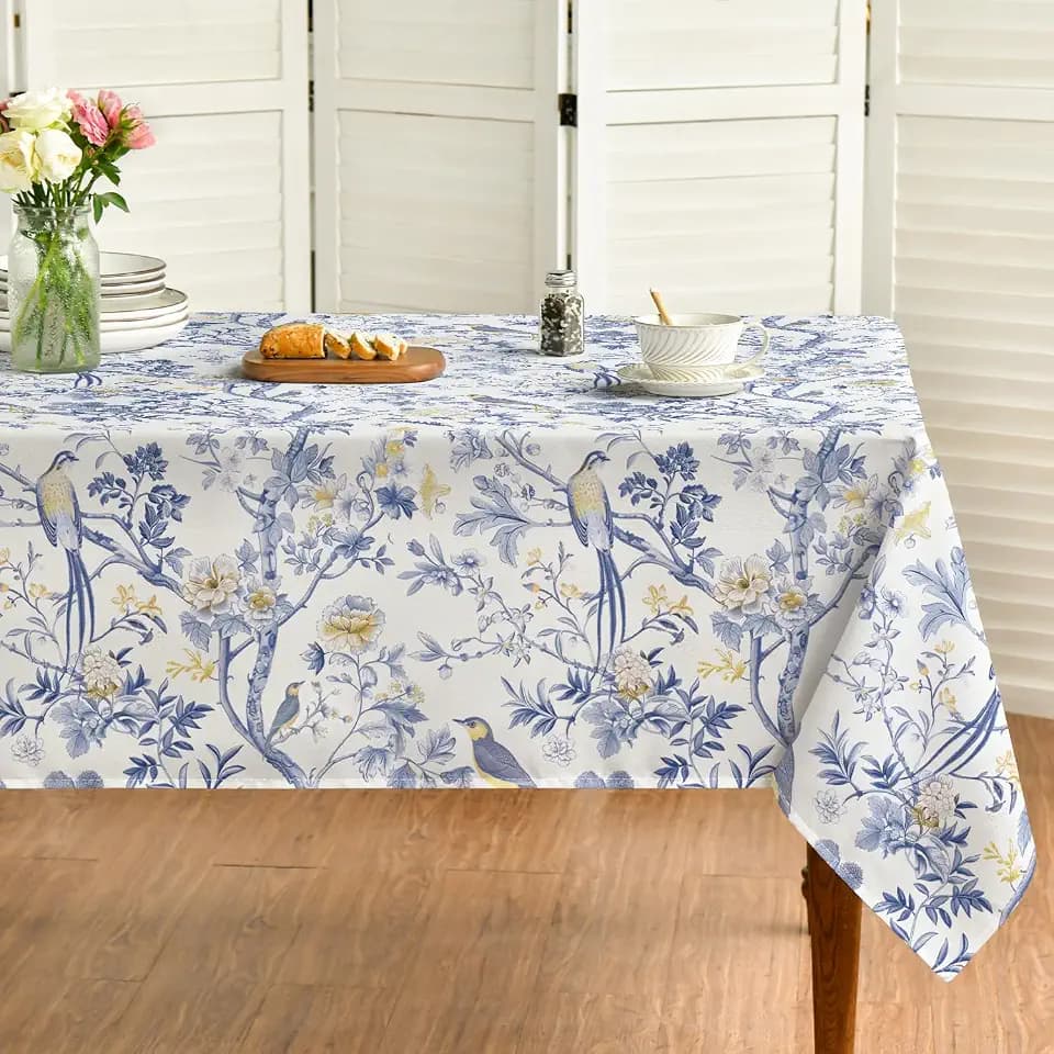 Horaldaily Modern Chinoiserie Tablecloth 60x104 Inch Rectangular