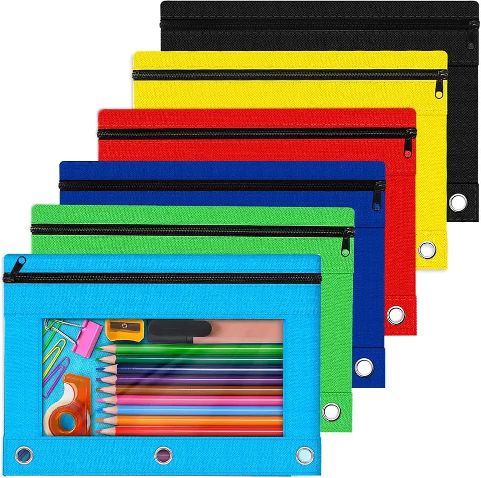 Officygnet 6 Pack Pencil Pouch for 3 Ring Binder with Clear Windows