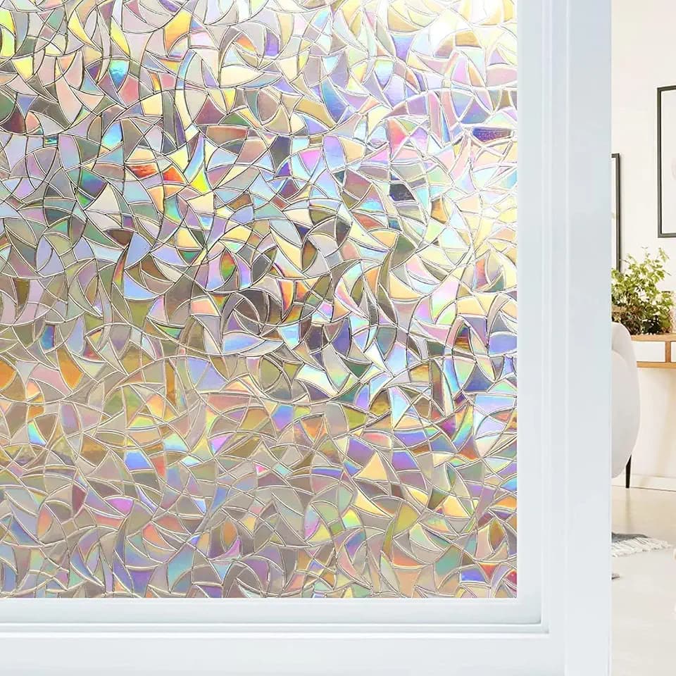 Haton Window Privacy Film, Stained Glass Rainbow Film, 17.5" x 78.7"