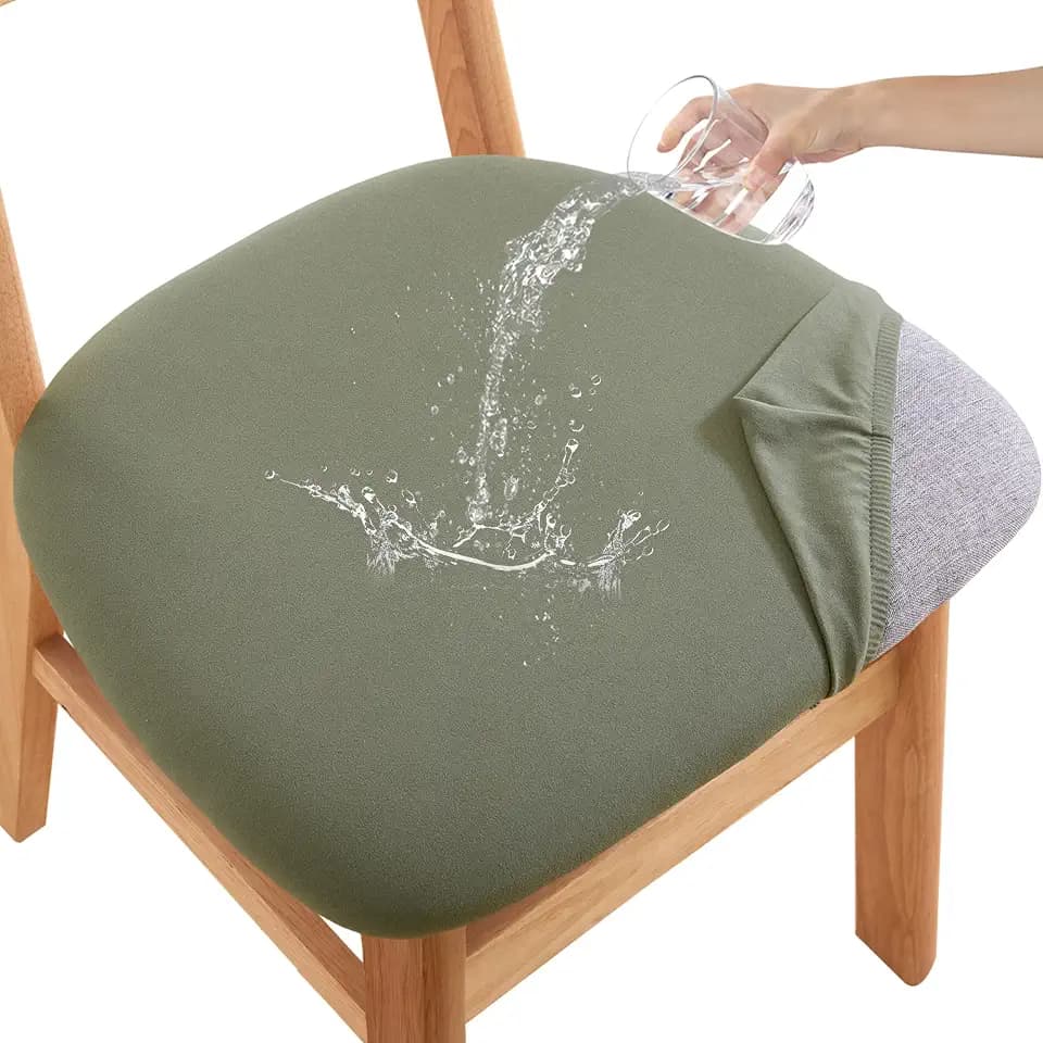 CRFATOP Waterproof Dining Chair Seat Cover Set of 6 Cushion Cover,L,Green