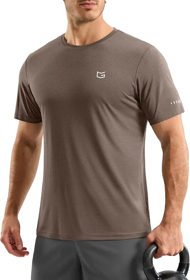 Men's Workout Breathable Grid T-Shirts Dry Fit UPF 50+ Sun Shirts Lightweight Cooling Tee for Athletic, Running, Hiking