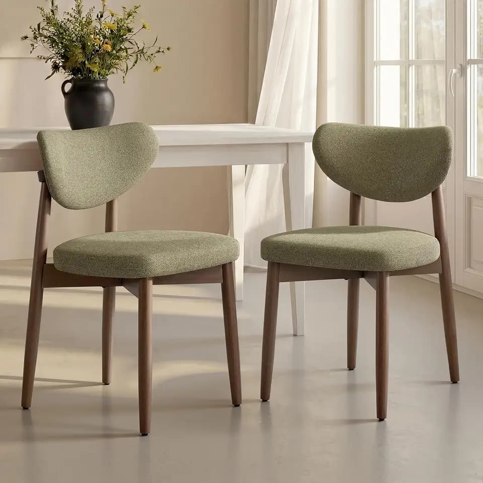 VASAGLE Wooden Dining Chairs Set of 2, Upholstered Kitchen Chairs
