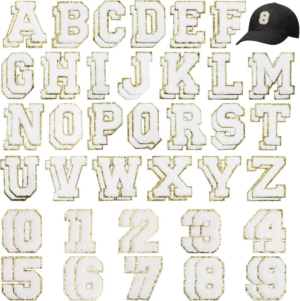 72 Pcs Letter Patches Iron on Letters,White Iron on Preppy Letter Patches Stickers for Clothing Backpacks Embroidered Applique Initial Patch
